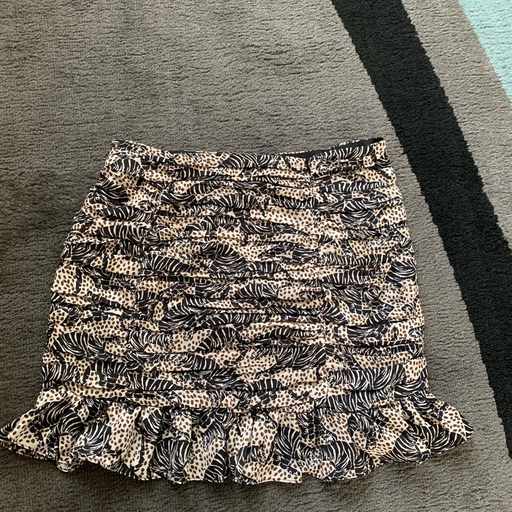 Zara Animal Print Ruffled Mini Skirt